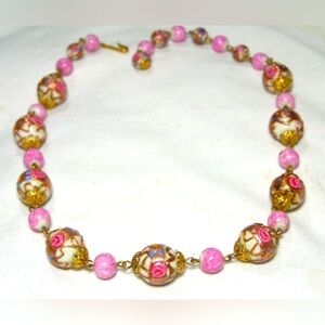 Vintage Estate Venetian Wedding Cake & Dragon's Egg Glass Necklace
